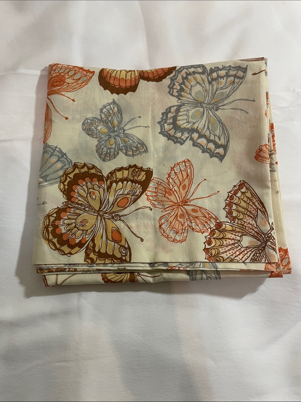 Vintage Burlington Butterfly Print Pillowcases with Orange and Gray Butterflies